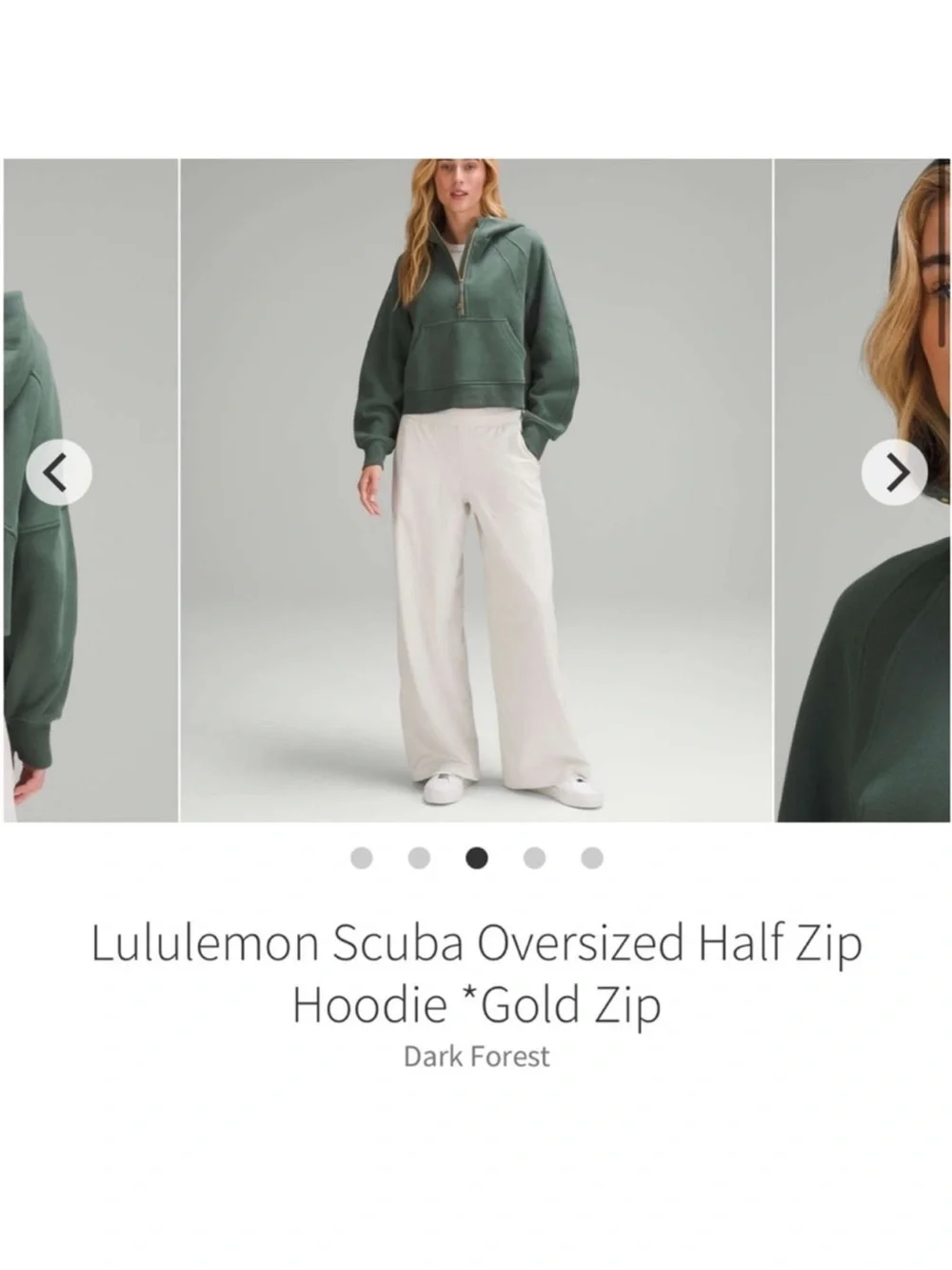 Lululemon Scuba Oversized Half Zip Hoodie Jacket *Gold Zip Dark Forest Sz M/L